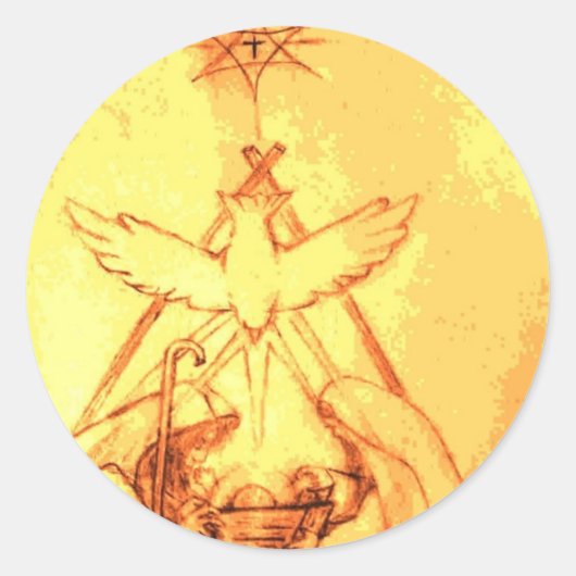 出生場面クリスマスのステッカー ラウンドシール (正面)