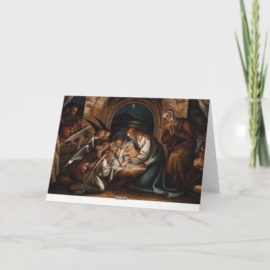 出生場面聖母マリアのベビーのイエス・キリストの天使のまぐさ桶 シーズンカード (裏面)