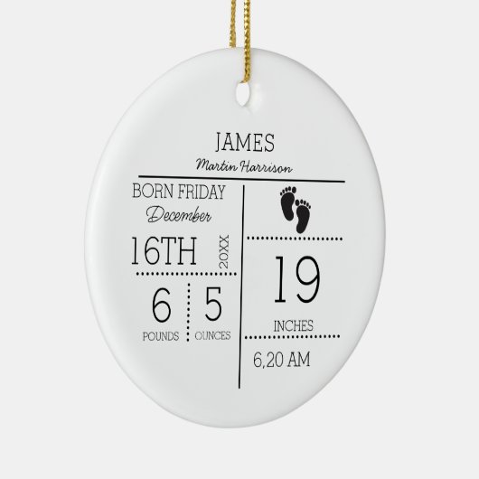 出生届カスタム出生まれたばかりのベビー誕生の状態 セラミックオーナメント (右)