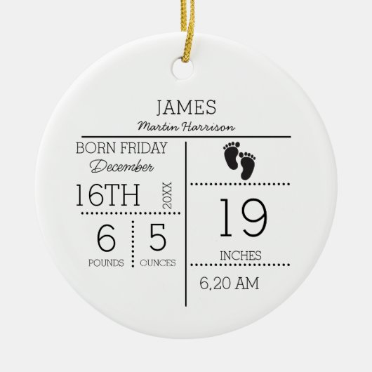 出生届カスタム出生まれたばかりのベビー誕生の状態 セラミックオーナメント (正面)