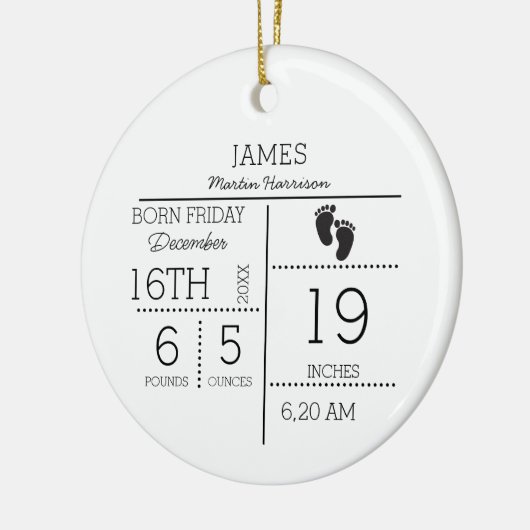 出生届カスタム出生まれたばかりのベビー誕生の状態 セラミックオーナメント (左)