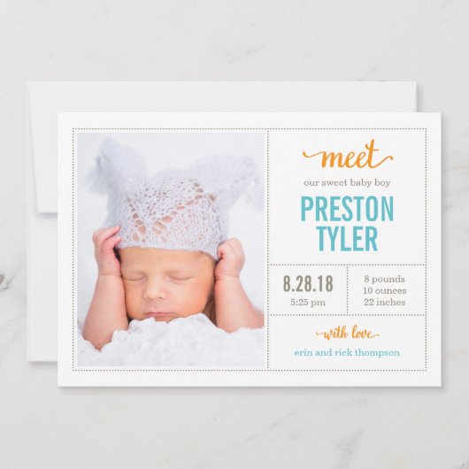 出生届モダンを受け取る 案内状 (正面)