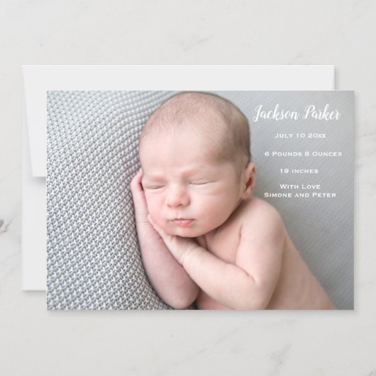 出生届生まれたばかりの出ベビー写真写真 マグネット招待状 (正面)