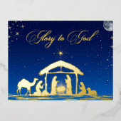出生栄光の神へのクリスマス・クリスチャン 箔シーズンポストカード (正面)