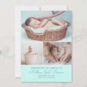 出生案内カード男の赤ちゃん感謝してい写真 招待状 (正面)