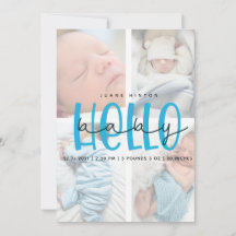 出生発表写真コラージュカード4枚