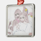 出生色鉛筆スケッチ メタルオーナメント (左)