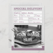 出生証明書のベビーの発表 案内状 (正面/裏面)