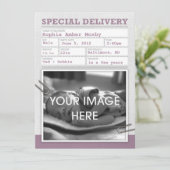 出生証明書のベビーの発表 案内状 (スタンド正面)