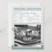 出生証明書のベビーの発表 案内状 (正面)