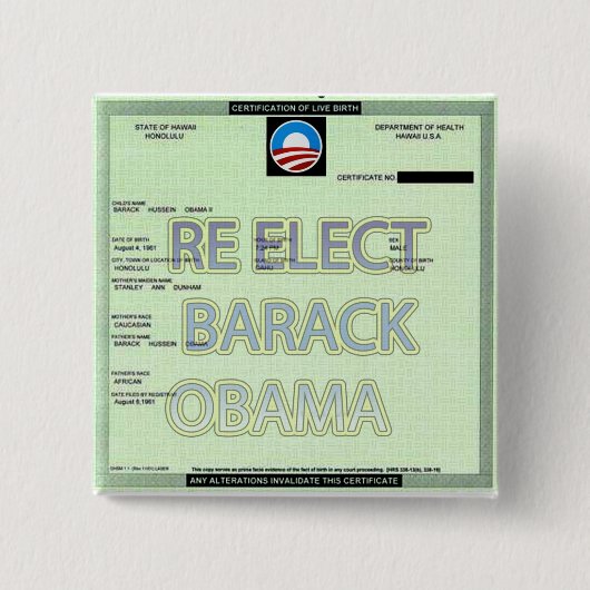 出生証明書の証拠ボタン 缶バッジ (正面)