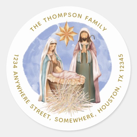 出生返品名アドレス金ゴールド文字白 ラウンドシール (正面)