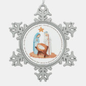 出生遠くにをManger Carolの歌詞で スノーフレークピューターオーナメント (正面)