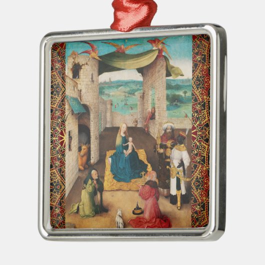 出生，ボッシュ·クリスマスによるマギの崇拝 メタルオーナメント (左)