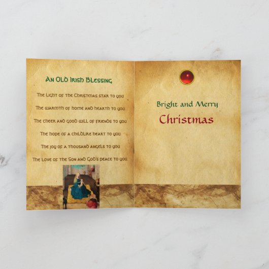 出生,マギの崇拝,アイリッシュクリスマス祈りの言葉 シーズンカード (内部)