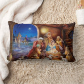 出生、神聖な夜絵画 ランバークッション (ブランケット)