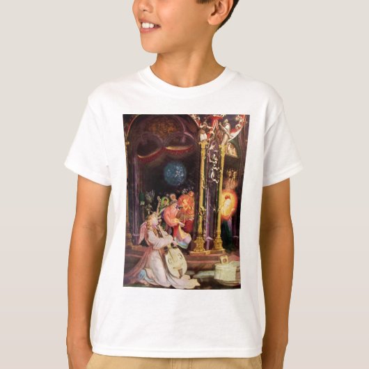 出生，音楽を作る天使 – クリスマスの魔法 Tシャツ (正面)