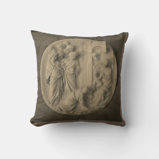 出生BASレリーフ、 浮き彫り クッション (正面)
