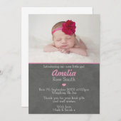 出産おめでとうございます 女の子のご報告 サンクスカード 案内状 (正面/裏面)