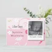 出産おめでとう 女の子 案内状 (スタンド正面)