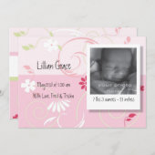 出産おめでとう 女の子 案内状 (正面/裏面)