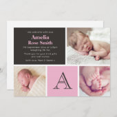 出産おめでとう/感謝カード（女の子） 案内状 (正面/裏面)