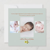 出産お知らせ 緑 かわいい森の動物たち サンキューカード (裏面)