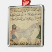 出産するのをロバが救済している獣医 メタルオーナメント (左)