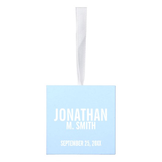 出産のお知らせカスタムとベビー生まれたばかりの写真 キューブオーナメント (右)