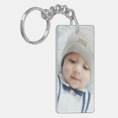 出産のお知らせカスタムとベビー生まれたばかりの写真 キーホルダー (正面左)