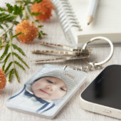 出産のお知らせカスタムとベビー生まれたばかりの写真 キーホルダー (正面右)
