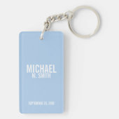 出産のお知らせカスタムとベビー生まれたばかりの写真 キーホルダー (裏面)