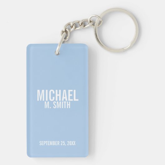 出産のお知らせカスタムとベビー生まれたばかりの写真 キーホルダー (裏面)