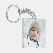 出産のお知らせカスタムとベビー生まれたばかりの写真 キーホルダー (正面左)
