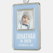出産のお知らせカスタムとベビー生まれたばかりの写真 シルバープレートフレームオーナメント (左)