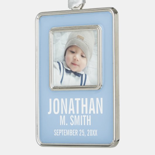 出産のお知らせカスタムとベビー生まれたばかりの写真 シルバープレートフレームオーナメント (左)
