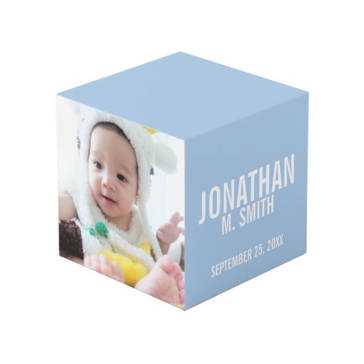 出産のお知らせカスタムとベビー生まれたばかりの写真 フォトキューブ (裏面アングル)