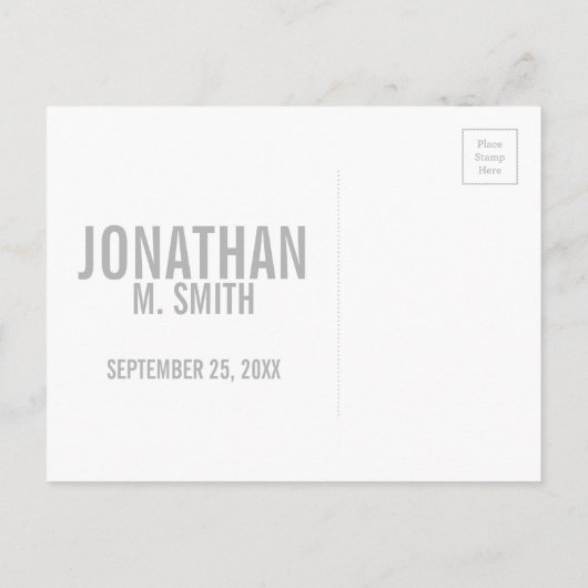 出産のお知らせカスタムとベビー生まれたばかりの写真 案内ポストカード (裏面)