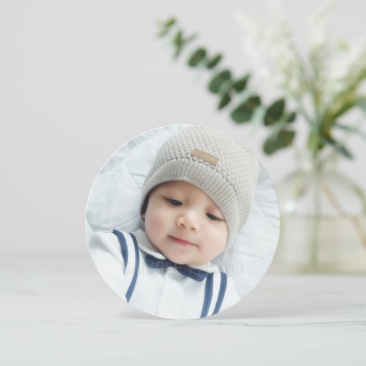 出産のお知らせカスタムとベビー生まれたばかりの写真 案内状 (スタンド正面)