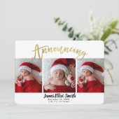 出産のお知らせ クリスマスホリデー 3枚の写真 招待状 (スタンド正面)