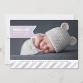 出産のお知らせ |ラベンダー 案内状 (正面)