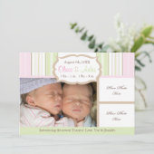 出産のお知らせ - 双子 案内状 (スタンド正面)