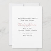 出産のお知らせ 案内状 (裏面)