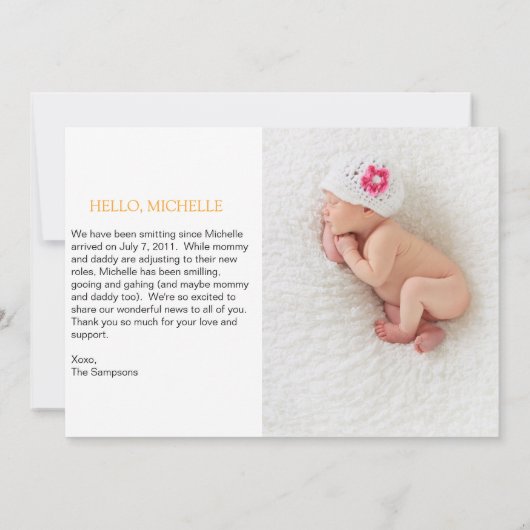 出産のお知らせ 案内状 (裏面)