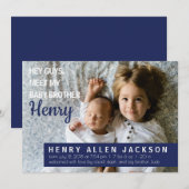 出産のお知らせ 皆さん 兄弟 新生児 現代 案内状 (正面/裏面)