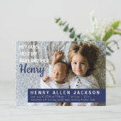 出産のお知らせ 皆さん 赤ちゃん 誕生 現代的なデザイン 案内状 (スタンド正面)