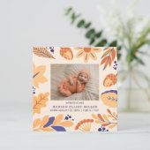 出産のお知らせ 秋のラスティックボヘミアンスクエアカード 招待状 (スタンド正面)