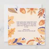 出産のお知らせ 秋のラスティックボヘミアンスクエアカード 招待状 (裏面)