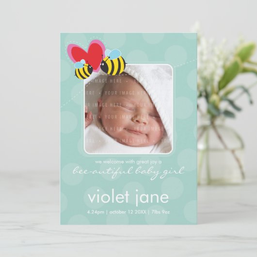 出産のお知らせ：: bee-autiful 3P 案内状 (スタンド正面)