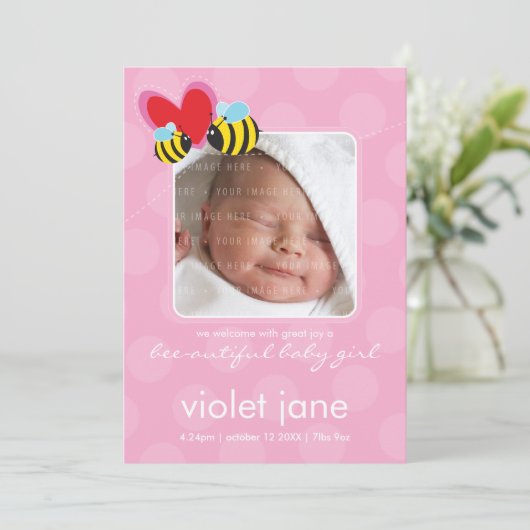 出産のお知らせ:: bee-autiful 4P 案内状 (スタンド正面)